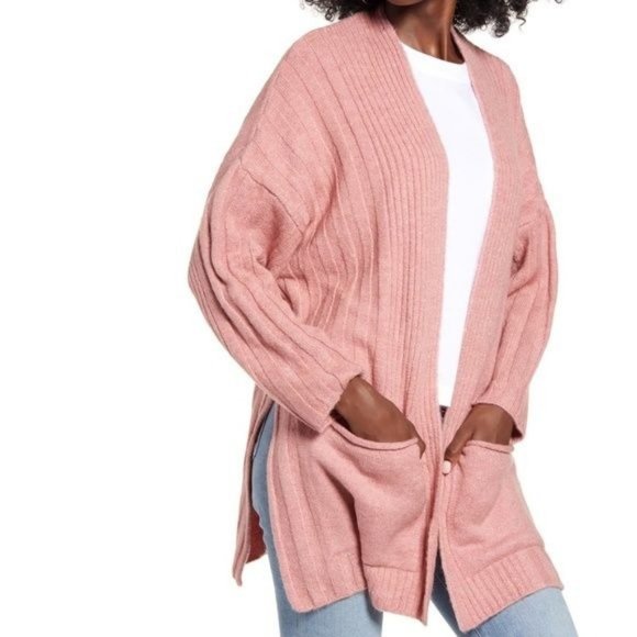 Topshop Sweaters - Topshop Long Pink Cardigan Open Front Size 12 New